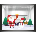 Χριστουγεννιάτικο Αυτοκόλλητο - Άγιος Βασίλης και Χιονάνθρωπος